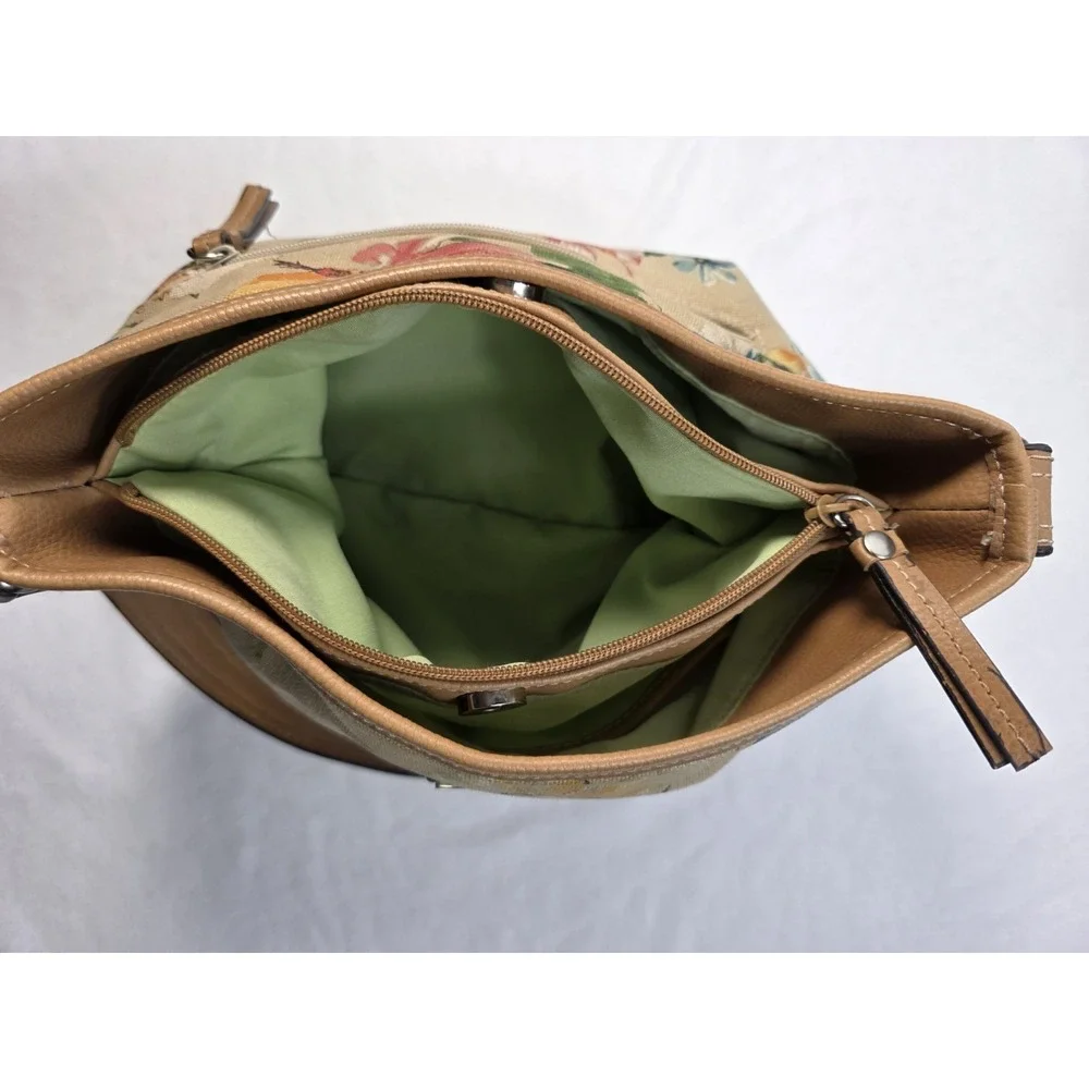 Carribbean‎ Joe Floral Handbag Canvas And Leather Purse